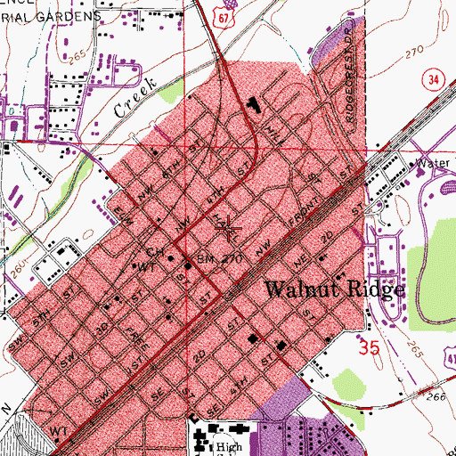 Topographic Map of Sheltering Arms Nursing Home, AR