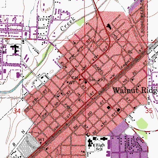 Topographic Map of Lawrence County Courthouse, AR