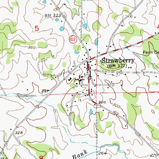 Topographic Map of Strawberry High School, AR