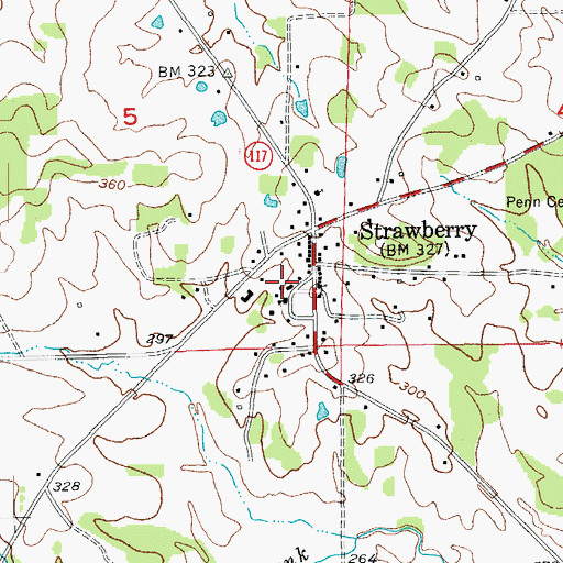 Topographic Map of Strawberry Elementary School, AR