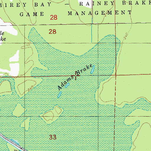 Topographic Map of Adams Brake, AR