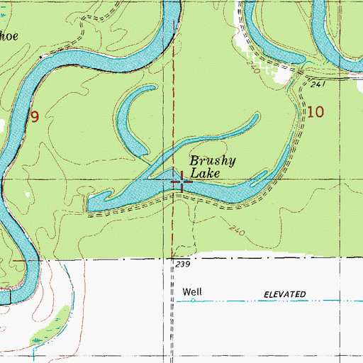 Topographic Map of Brushy Lake, AR
