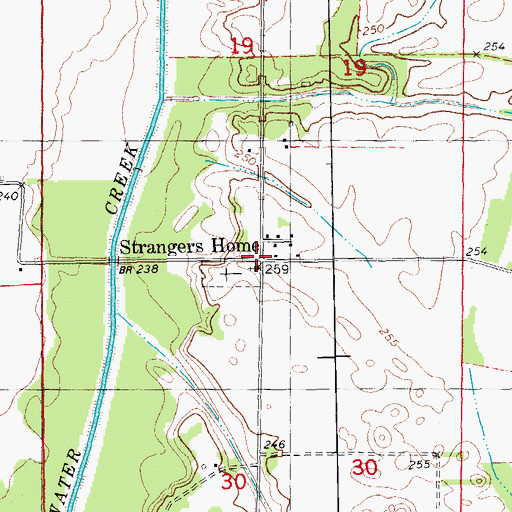 Topographic Map of Strangers Home, AR