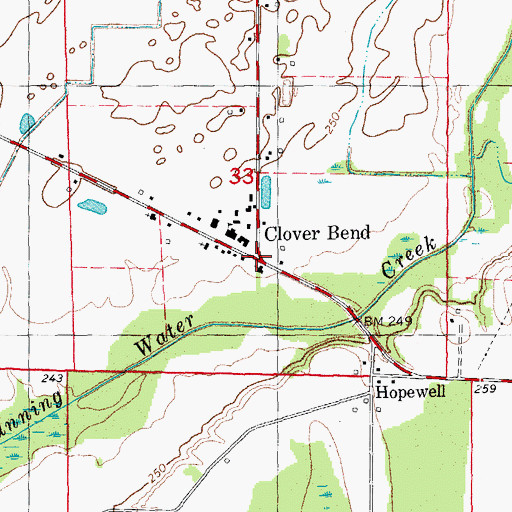 Topographic Map of Clover Bend, AR