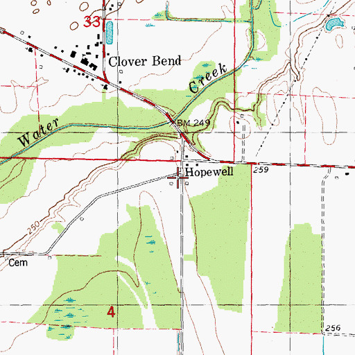 Topographic Map of Hopewell School (historical), AR