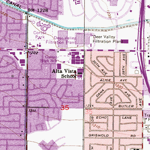 Topographic Map of Alta Vista Elementary School, AZ