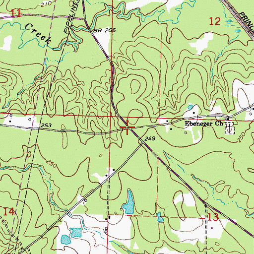 Topographic Map of Ebenezer, AR