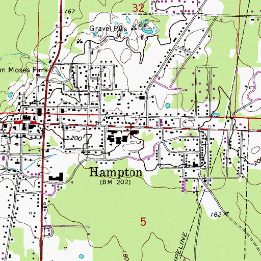 Topographic Map of Hampton Elementary School, AR