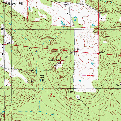 Topographic Map of Ricks Church, AR