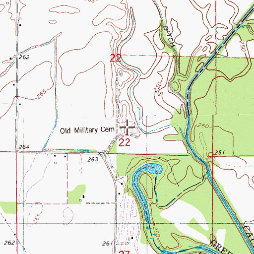 Topographic Map of Old Military Cemetery, AR