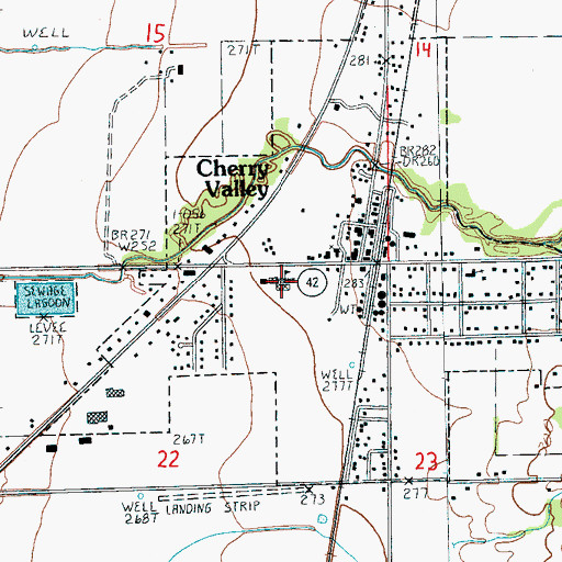 Topographic Map of Cherry Valley High School (historical), AR