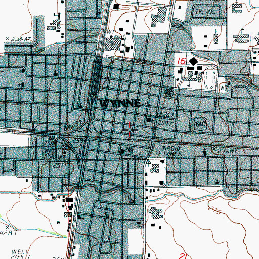 Topographic Map of Cross County Library, AR