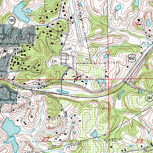 Topographic Map of Crowley Ridge Country Club, AR