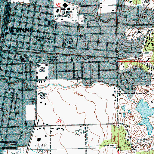 Topographic Map of East Baptist Church, AR