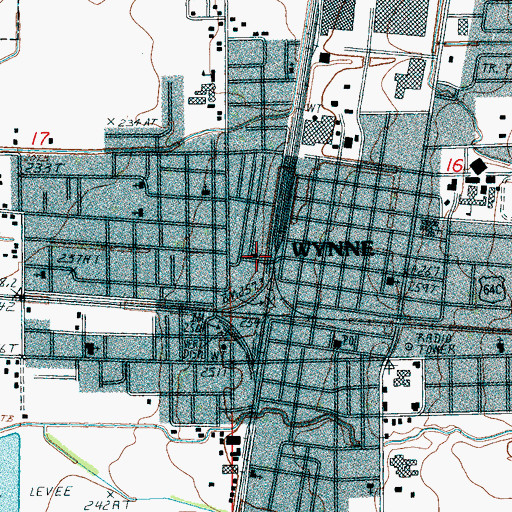 Topographic Map of First Baptist Church, AR