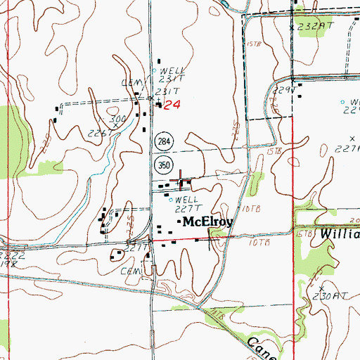 Topographic Map of McElroy Baptist Church, AR