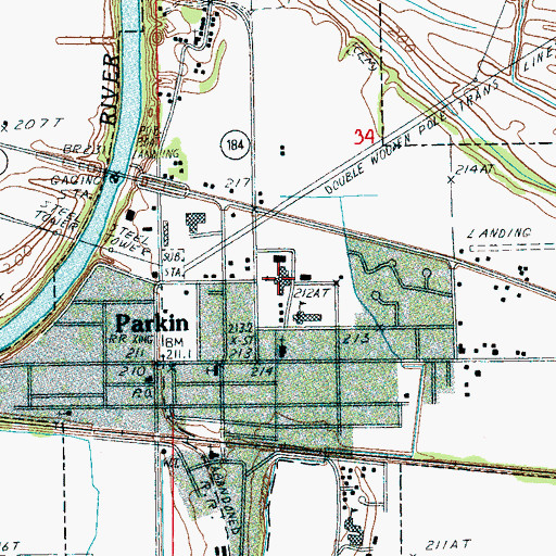 Topographic Map of Parkin High School, AR