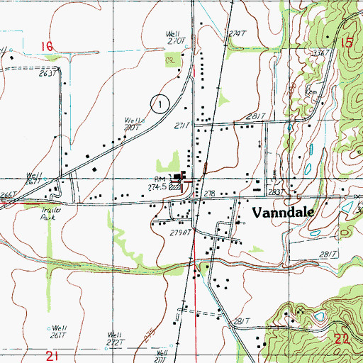 Topographic Map of Vanndale Elementary School, AR