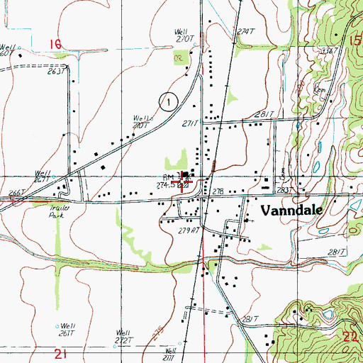 Topographic Map of Vanndale High School (historical), AR