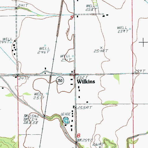 Topographic Map of Wilkins, AR