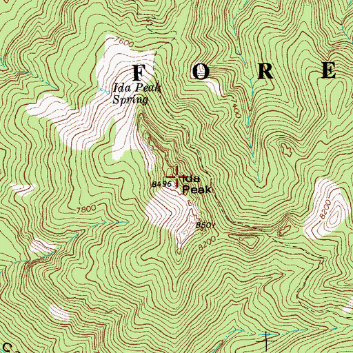 Topographic Map of Ida Peak, AZ