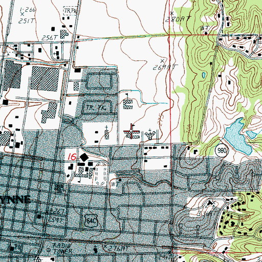 Topographic Map of Wynne Intermediate School, AR