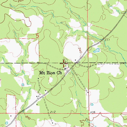 Topographic Map of Mount Zion Cemetery, AR