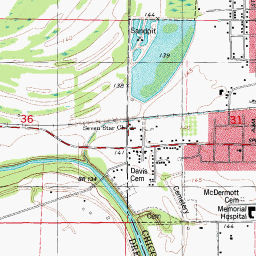 Topographic Map of Seven Star Church, AR