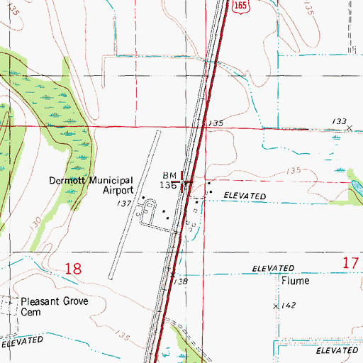 Topographic Map of Decker (historical), AR