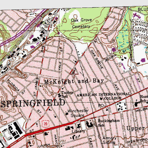 Topographic Map of McKnight and Bay, MA