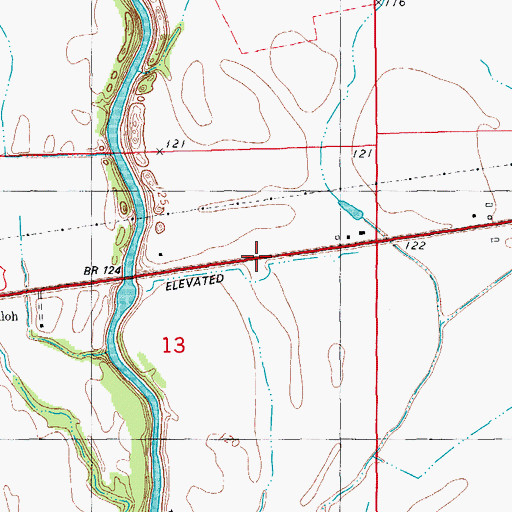 Topographic Map of Reeves (historical), AR