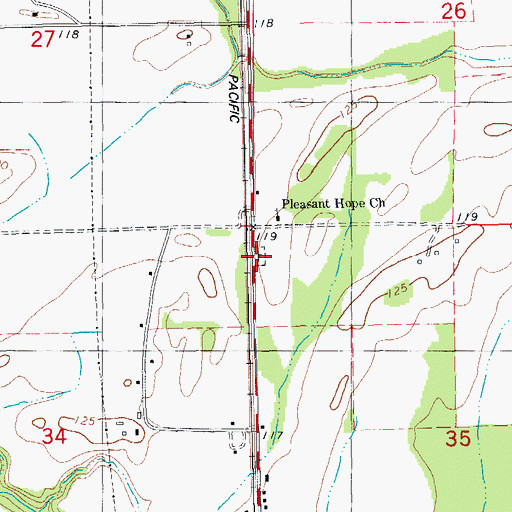 Topographic Map of Pleasant Hope Cemetery, AR