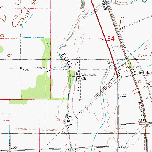 Topographic Map of Westside Church, AR