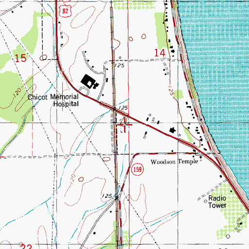 Topographic Map of Woodson Temple Cemetery, AR