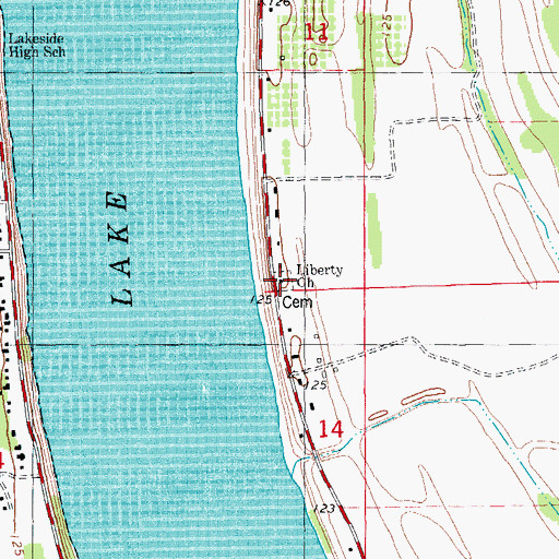 Topographic Map of Liberty Cemetery, AR