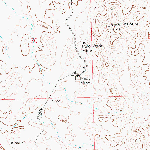 Topographic Map of Ideal Mine, AZ