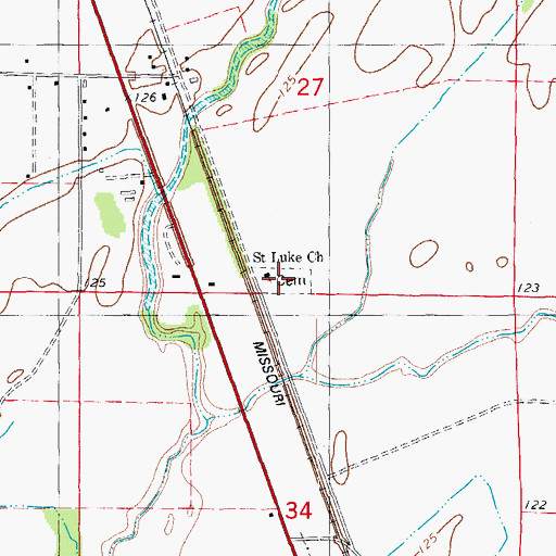 Topographic Map of Saint Luke Cemetery, AR