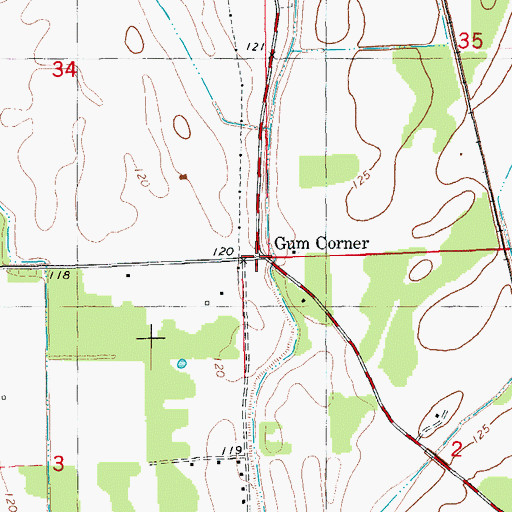 Topographic Map of Gum Corner, AR