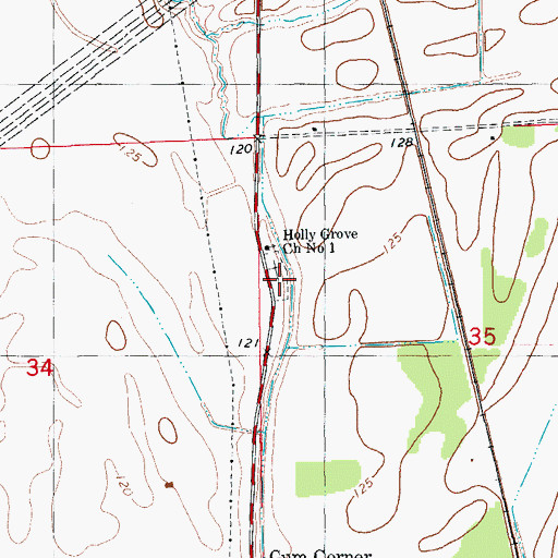 Topographic Map of Holly Grove Cemetery Number 1, AR