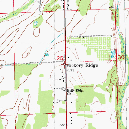 Topographic Map of Hickory Ridge, AR