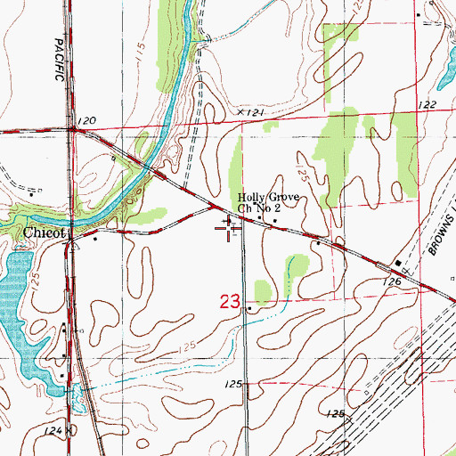 Topographic Map of Holly Grove Cemetery Number 2, AR