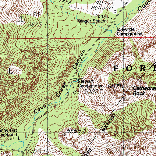 Topographic Map of Idlewilde Forest Camp, AZ