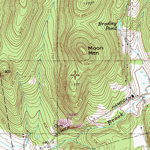 Topographic Map of Little Moon Mountain, MA