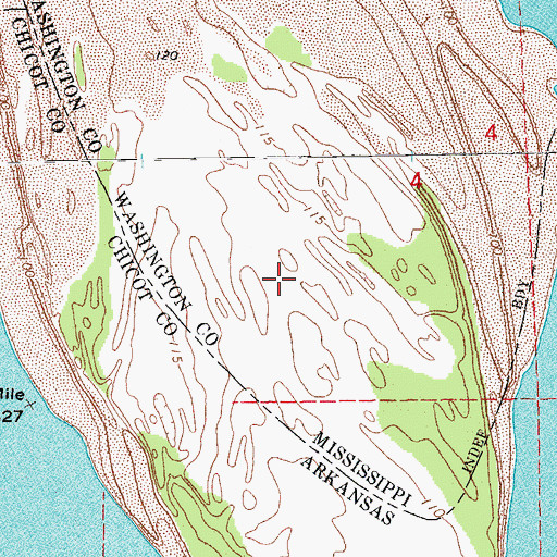 Topographic Map of Lakeport Towhead, AR