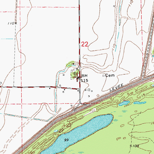 Topographic Map of Mount Holy Church (historical), AR