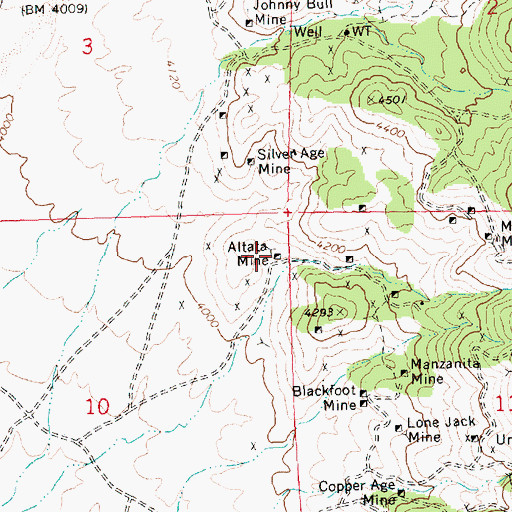 Topographic Map of Altata Mine, AZ
