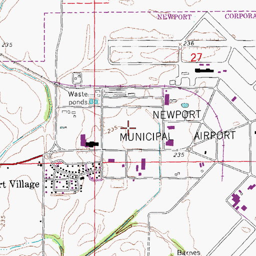 Topographic Map of Airport Industrial Park, AR
