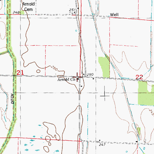 Topographic Map of Arnold School (historical), AR
