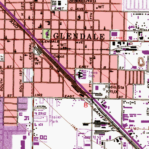 Topographic Map of Isaac E Imes School, AZ