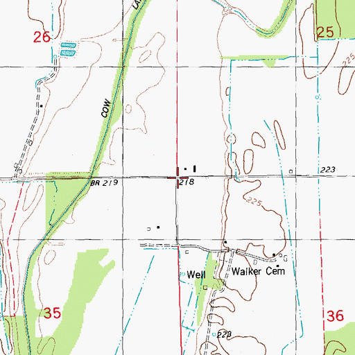 Topographic Map of Cow Lake (historical), AR